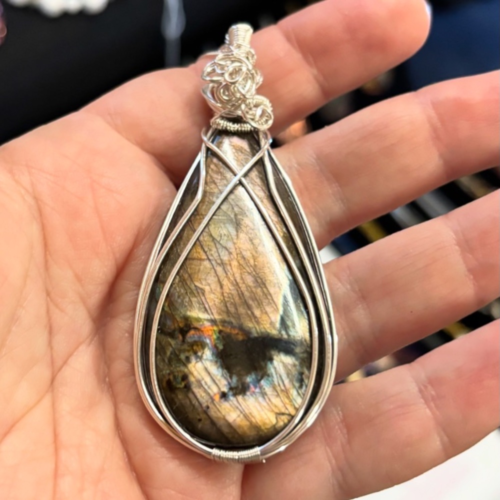 Sterling silver Wire Wrapped labradorite  Necklace